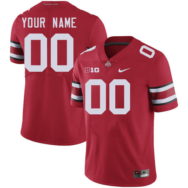 Custom Ohio State Buckeyes Name And Number Football Jersey-Red